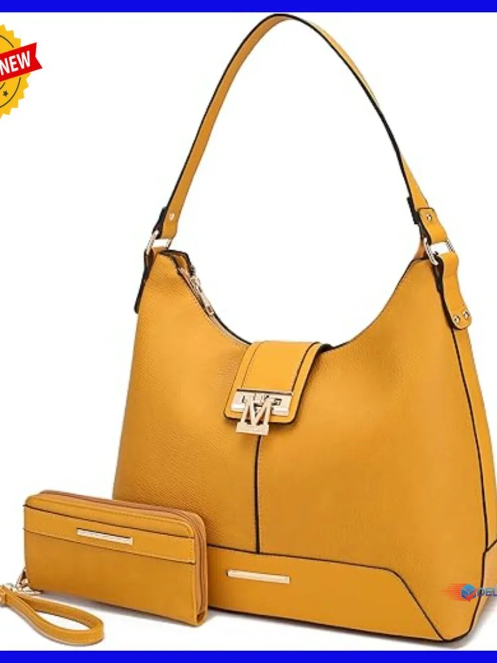 Vegan Leather Hobo Bag with Wristlet, Removable Strap, 13 Pockets